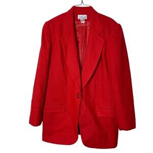 Vintage Worthington 100% wool Classic Preppy Bright Red‎ blazer size 12 TALL